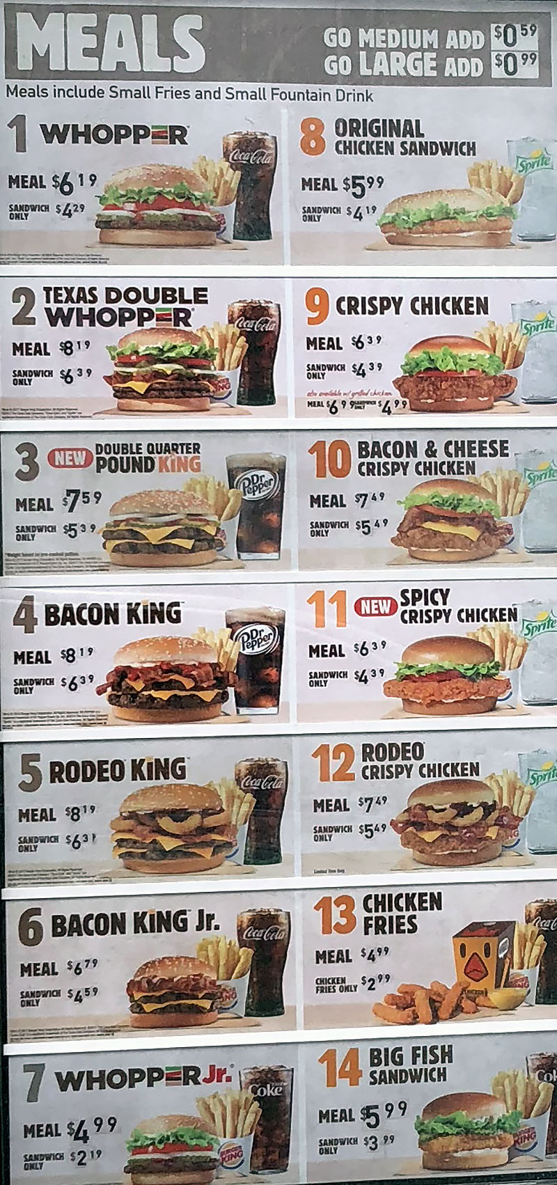 Burger King Burgers Menu