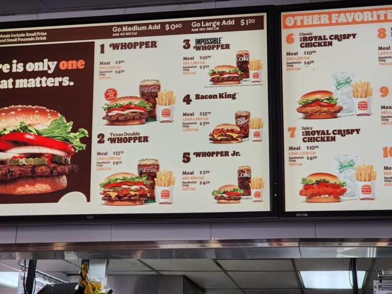 Burger King Combo Menu